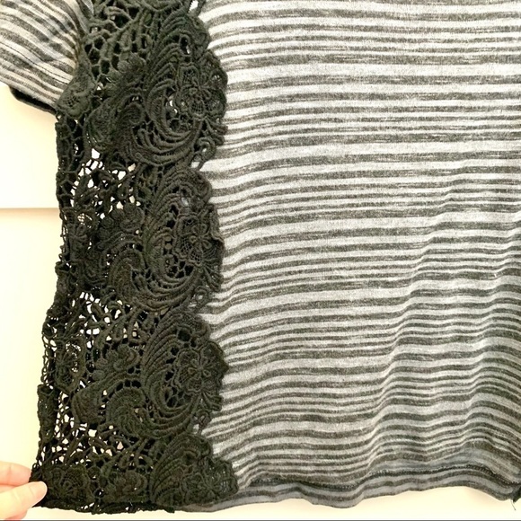 Free People Stripe Crochet Cut Out Crop Top - Picture 4 of 7